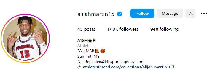 alijah martin's instagram account