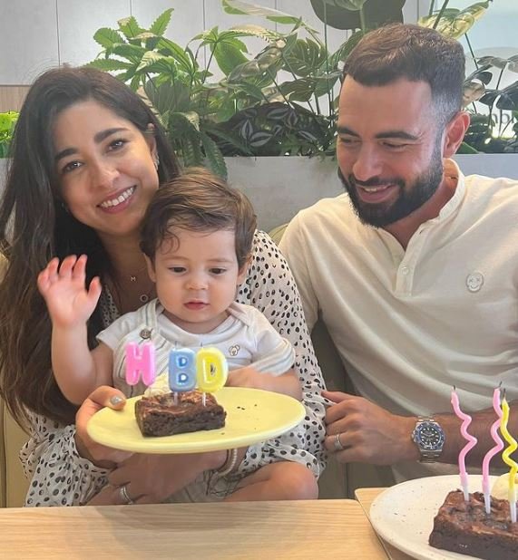 melissa cardona with her husband jordi amat and son matias amat cardona