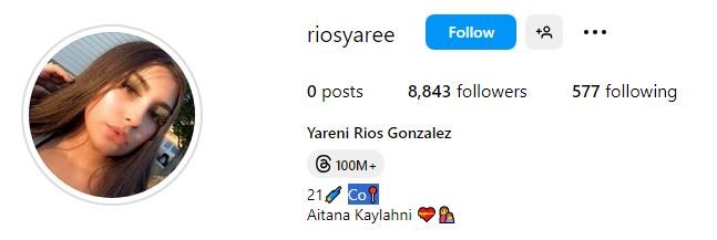 yareni rios gonzalez's instagram account