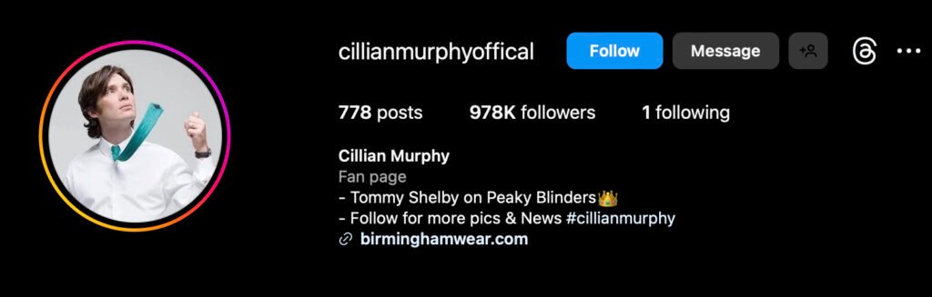 Cillian Murphy instagram