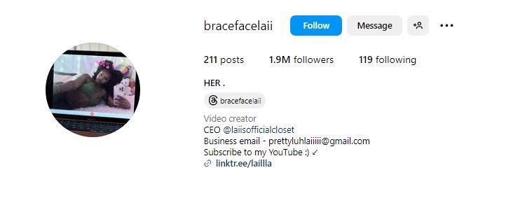 brace face laii's instagram profile